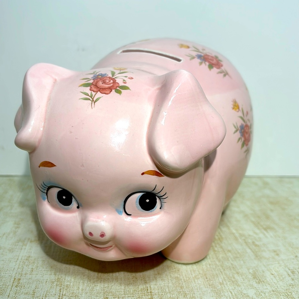 Vintage 1950's/60's Lefton Japan, Lefton China Painted Ceramic Piggy Bank!